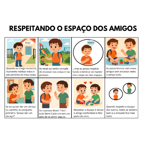 história social respeitando o espaço dos amigos